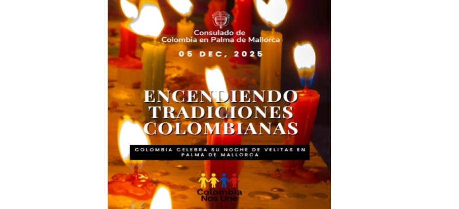El Consulado de Colombia en Palma de Mallorca invita a la noche de velitas el 5 de diciembre de 2025