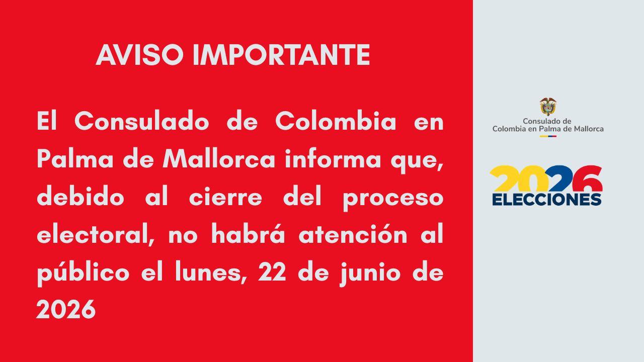 Suspensión servicios de atención al público el día lunes 22 junio 
